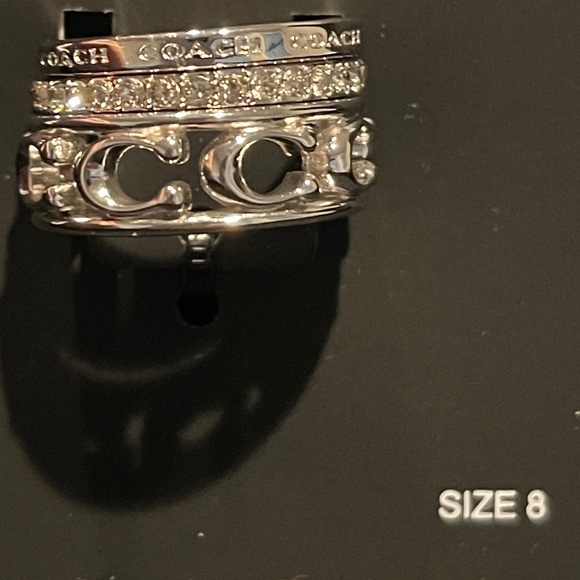 COACH Signature Openwork Silver 3 Piece Ring Set -- Size 8 - NWT - Picture 4 of 5